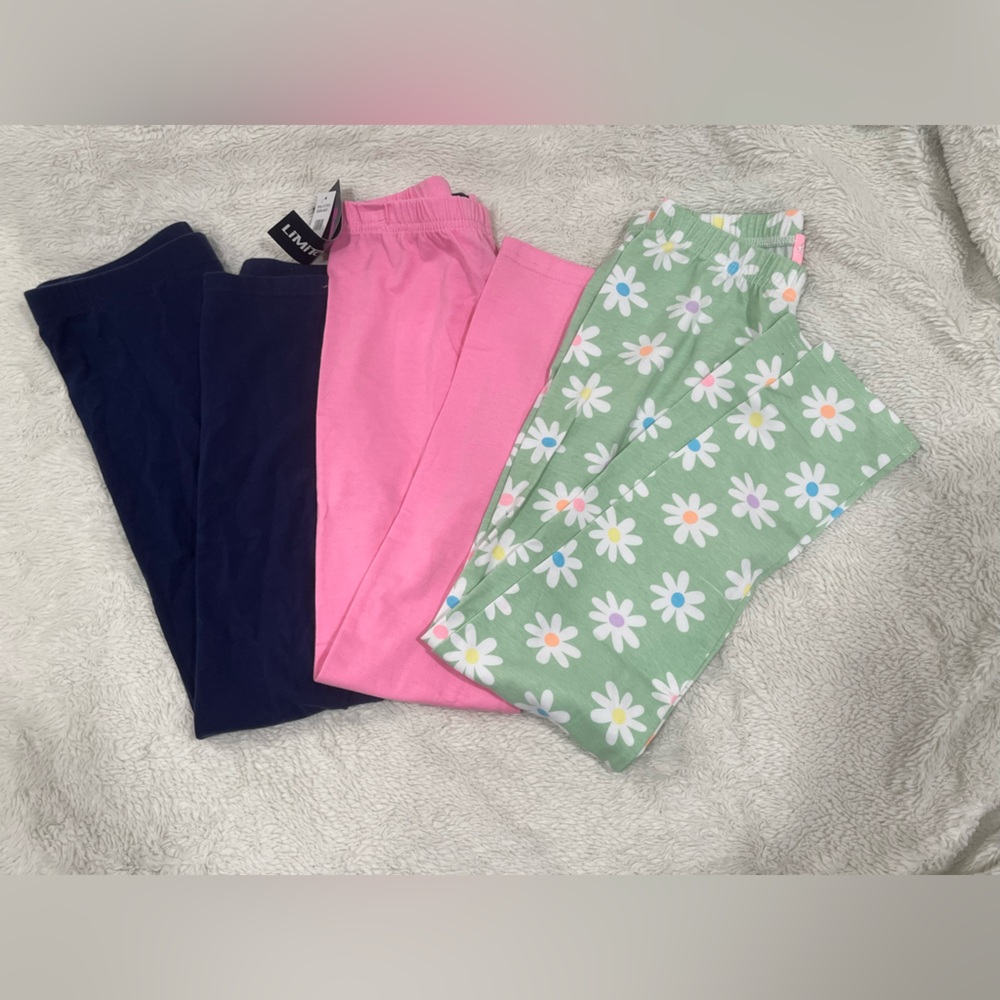 Lands' End Girls' Leggings Trio - Navy, Pink, Daisy Floral